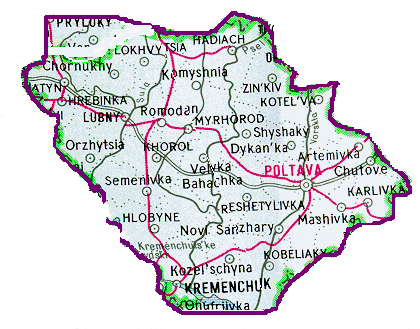 Map of Poltava gubernia
