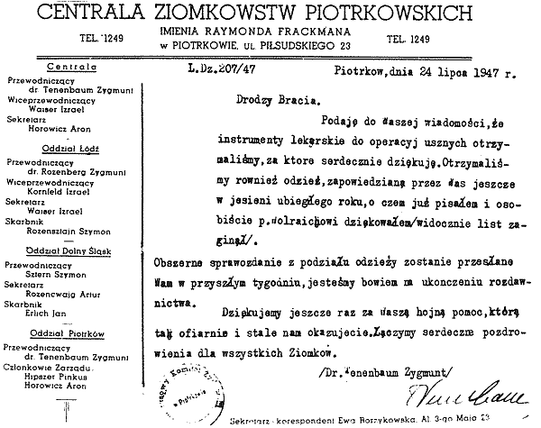 The register of survivors in Piotrkow 