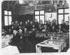 Jewish Youth Movement: guests around tea tables in schoolroom c1946-47