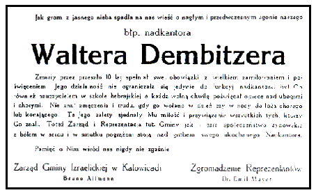 kat049.gif No caption (Obituary notice of Walter Dembitzer) [24 KB]
