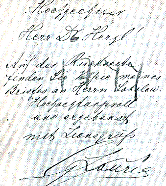 Grigory Lourie's letter to Dr. Herzl (1902)