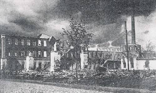 The remains of the Cytron factory which was burnt down by the Nazis in 1942