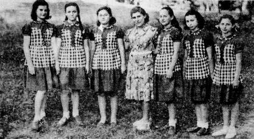 A group of girls from Piotrkow in Sweden after the war