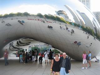 Picture of Jeff Miller, JGSGW President, in front of "The Bean" in Millenium Park at the IAJGS Chicago 2008 Conference