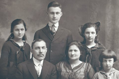 Warady Family - c. 1926 Chicago; Back Row - Rose, Edward and Helen Warady; Front Row - Bela, Charlotte and Howard Warady