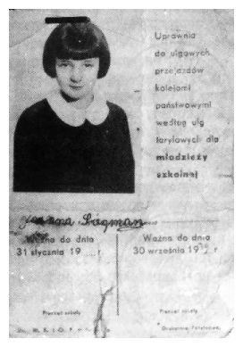 kat062.jpg Student card of Joanna Siegman, received discounts on the trains in Poland  [20 KB]