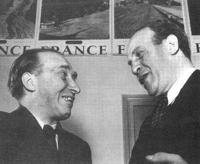 Itzhak Stern and Oskar Schindler Paris 1949