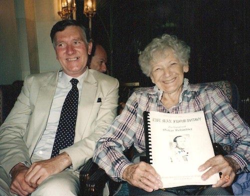 Author with Mrs Schindler Jerusalem 1995