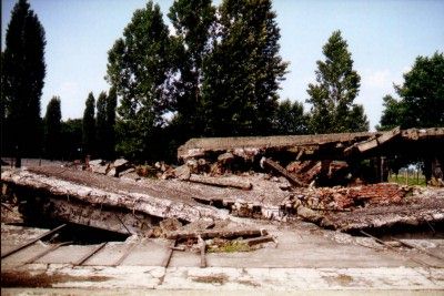 Ruins of gas chamber at Auschwitz-Birkenau