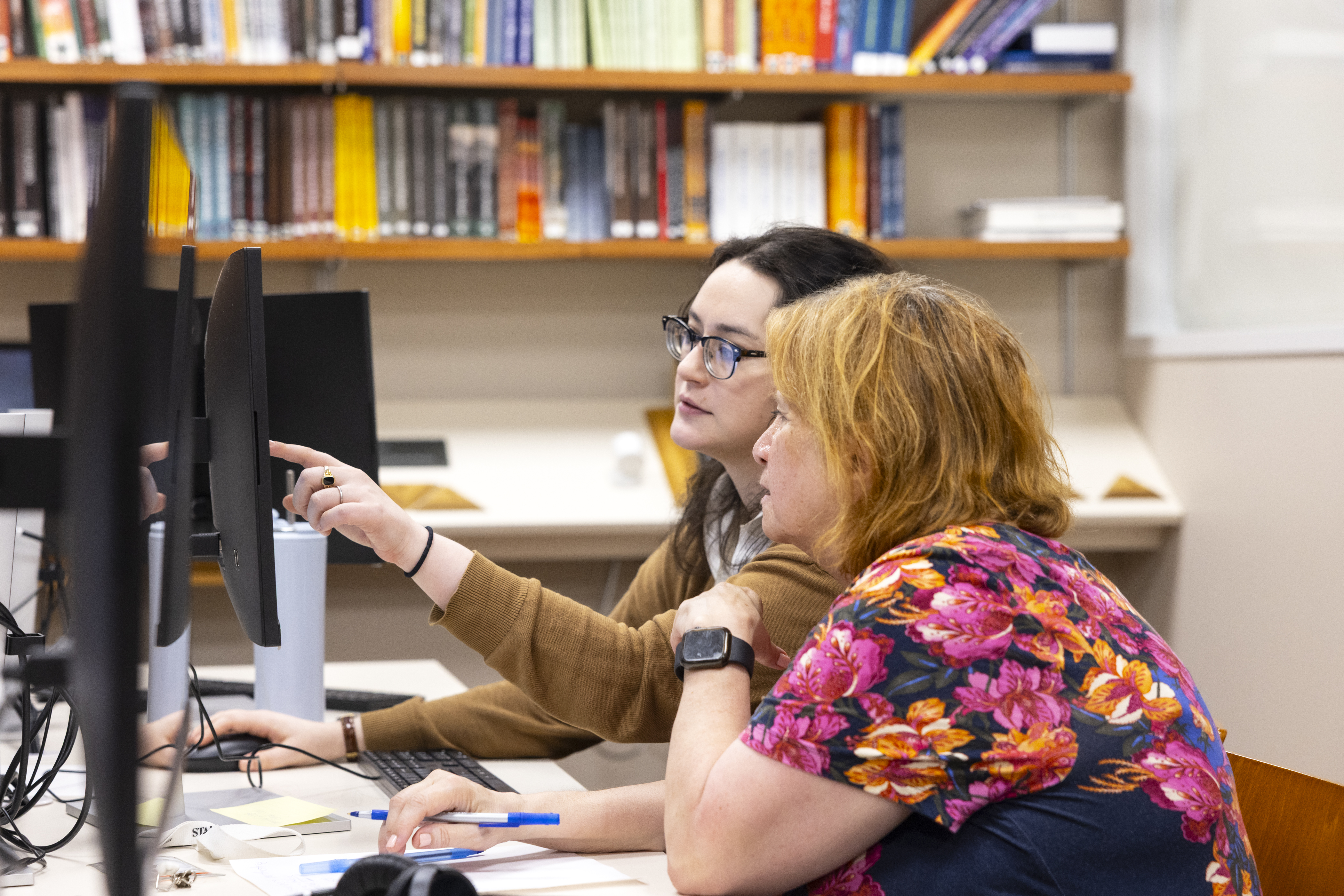 Researchers working at the Peter and Mary Kalikow Jewish Genealogy Research Center