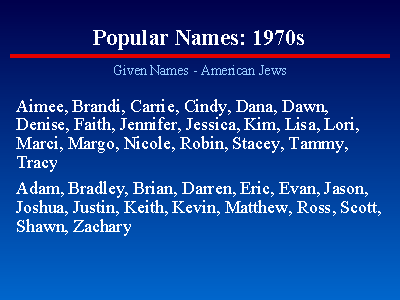 Popular Names: 1970s