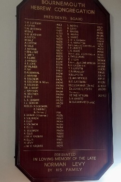 Bournemouth Synagogue - Presidents Board