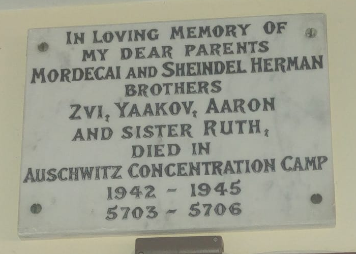 Herman Family memorial Plaque