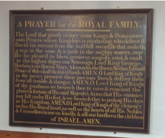 Plymouth Synagogue - Prayer to Royal Family