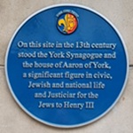 Blue Plaque commemorating Synagogue of Aaron of York 