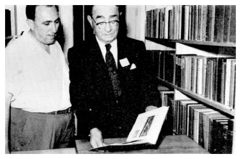 brz188.jpg -   J. D. Berg and Har-Jaffe (Szajnberg) at the opening of the library named for the Berg family