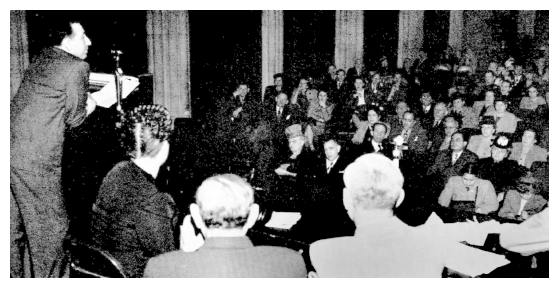 brz192.jpg -   Fishel Maliniak, on behalf of the Relief Committee, addressing a gathering of 'landslayt'