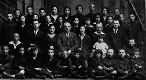 The Hertziliah Orphanage in Lida, staff and children