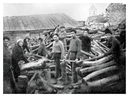The Pioneers 'Bnei Israel' in Orheyev chopping down trees