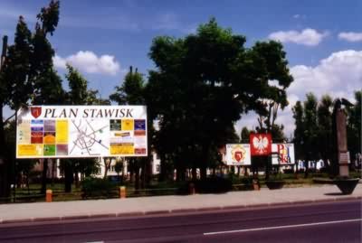 Town map and war memorial in Rynek