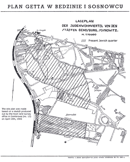 Zag005.gif [42 KB] - Site plan of the the Jewish districts of the cities of Bedzin and Sosnowiec